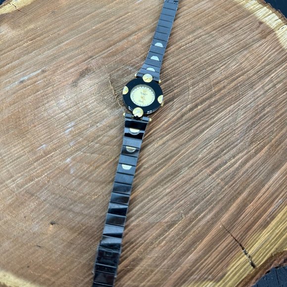 Designer Womens Gold Rhinestones Stainless Steel Black Watch main image 10